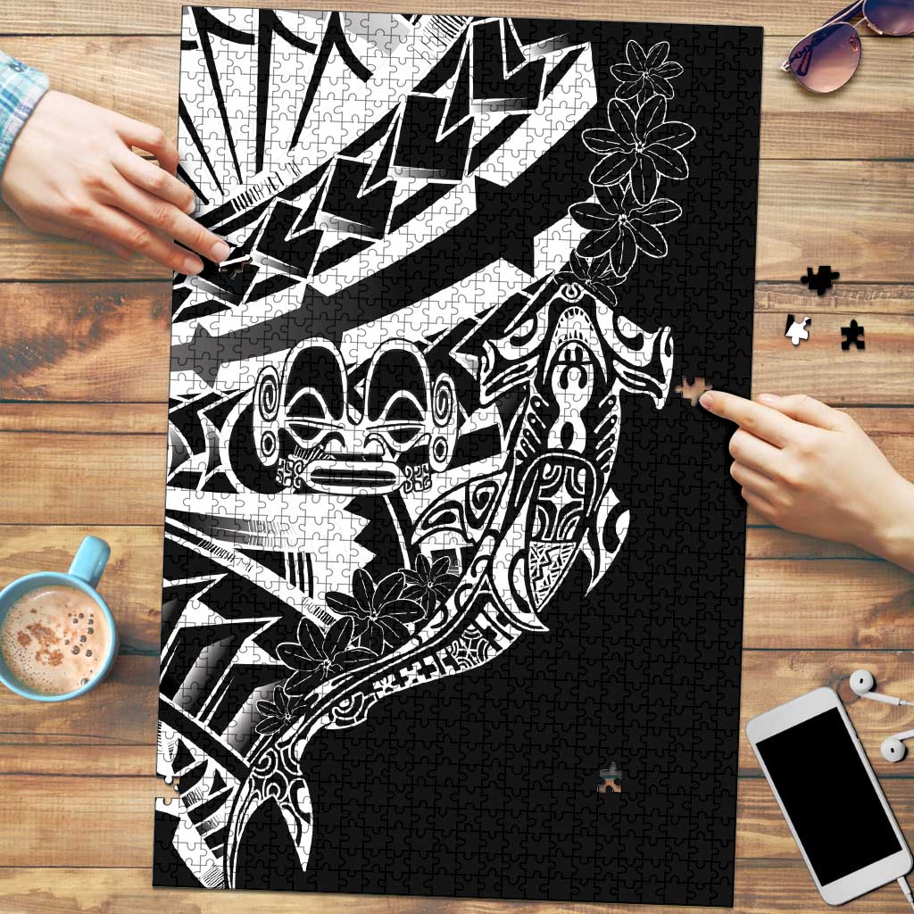 Black White Marquesas Islands Puzzle Marquesan Matatiki Hammerhead Shark Patutiki - Polynesian Pride
