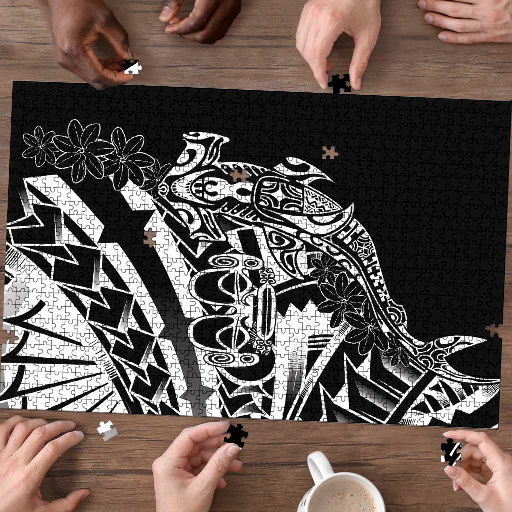 Black White Marquesas Islands Puzzle Marquesan Matatiki Hammerhead Shark Patutiki - Polynesian Pride