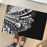 Black White Marquesas Islands Rubber Doormat Marquesan Matatiki Hammerhead Shark Patutiki - Polynesian Pride
