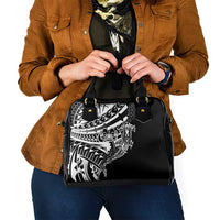 Black White Marquesas Islands Shoulder Handbag Marquesan Matatiki Hammerhead Shark Patutiki - Polynesian Pride