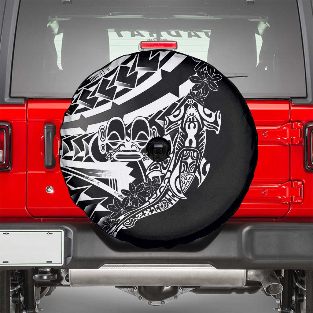 Black White Marquesas Islands Spare Tire Cover Marquesan Matatiki Hammerhead Shark Patutiki - Polynesian Pride