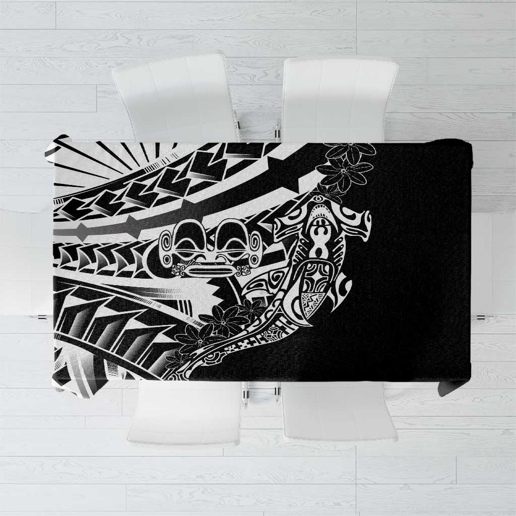 Black White Marquesas Islands Tablecloth Marquesan Matatiki Hammerhead Shark Patutiki - Polynesian Pride