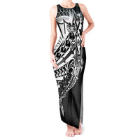 Black White Marquesas Islands Tank Maxi Dress Marquesan Matatiki Hammerhead Shark Patutiki - Polynesian Pride