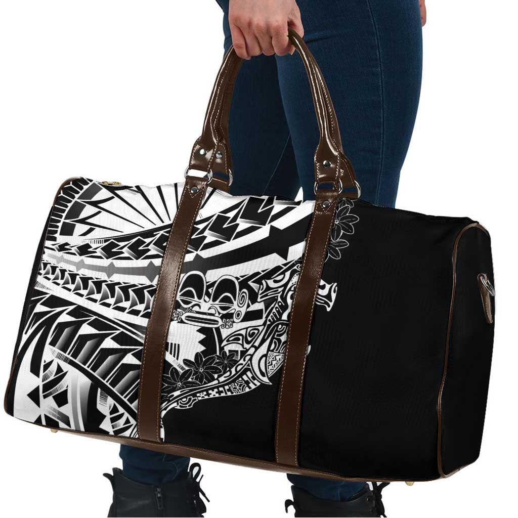 Black White Marquesas Islands Travel Bag Marquesan Matatiki Hammerhead Shark Patutiki - Polynesian Pride