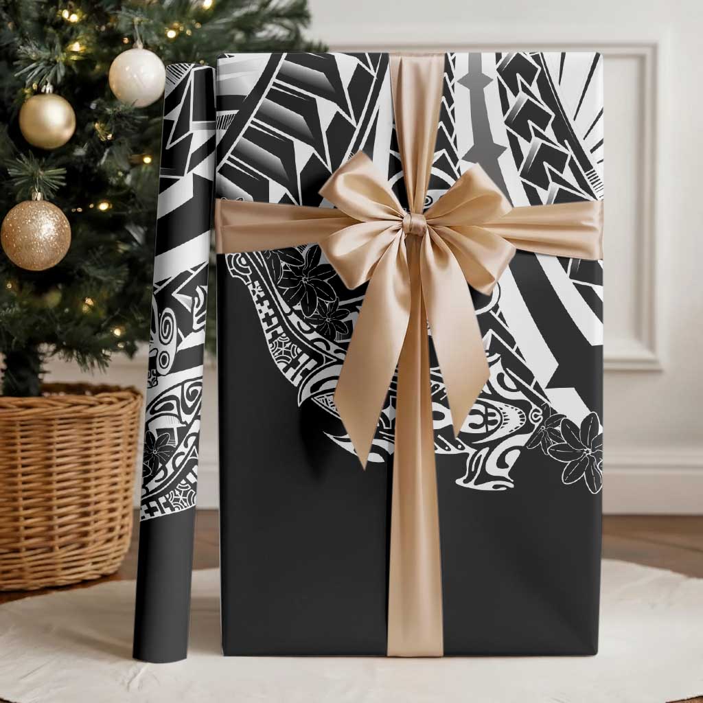 Black White Marquesas Islands Wrapping Paper Marquesan Matatiki Hammerhead Shark Patutiki - Polynesian Pride