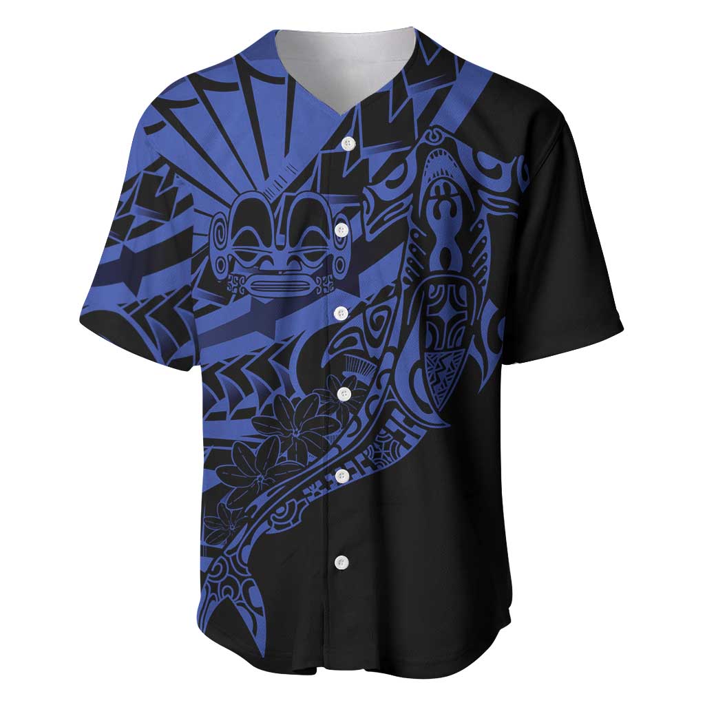 Blue Marquesas Islands Baseball Jersey Marquesan Matatiki Hammerhead Shark Patutiki - Polynesian Pride