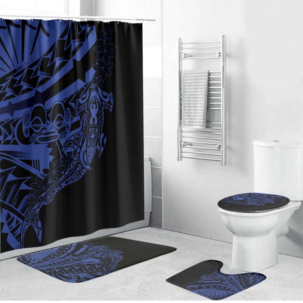 Blue Marquesas Islands Bathroom Set Marquesan Matatiki Hammerhead Shark Patutiki - Polynesian Pride