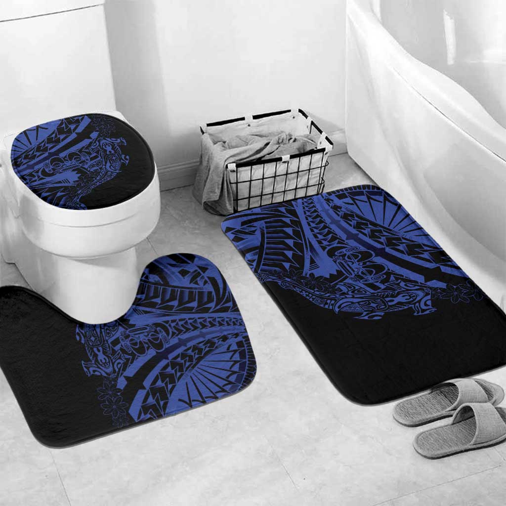 Blue Marquesas Islands Bathroom Set Marquesan Matatiki Hammerhead Shark Patutiki - Polynesian Pride