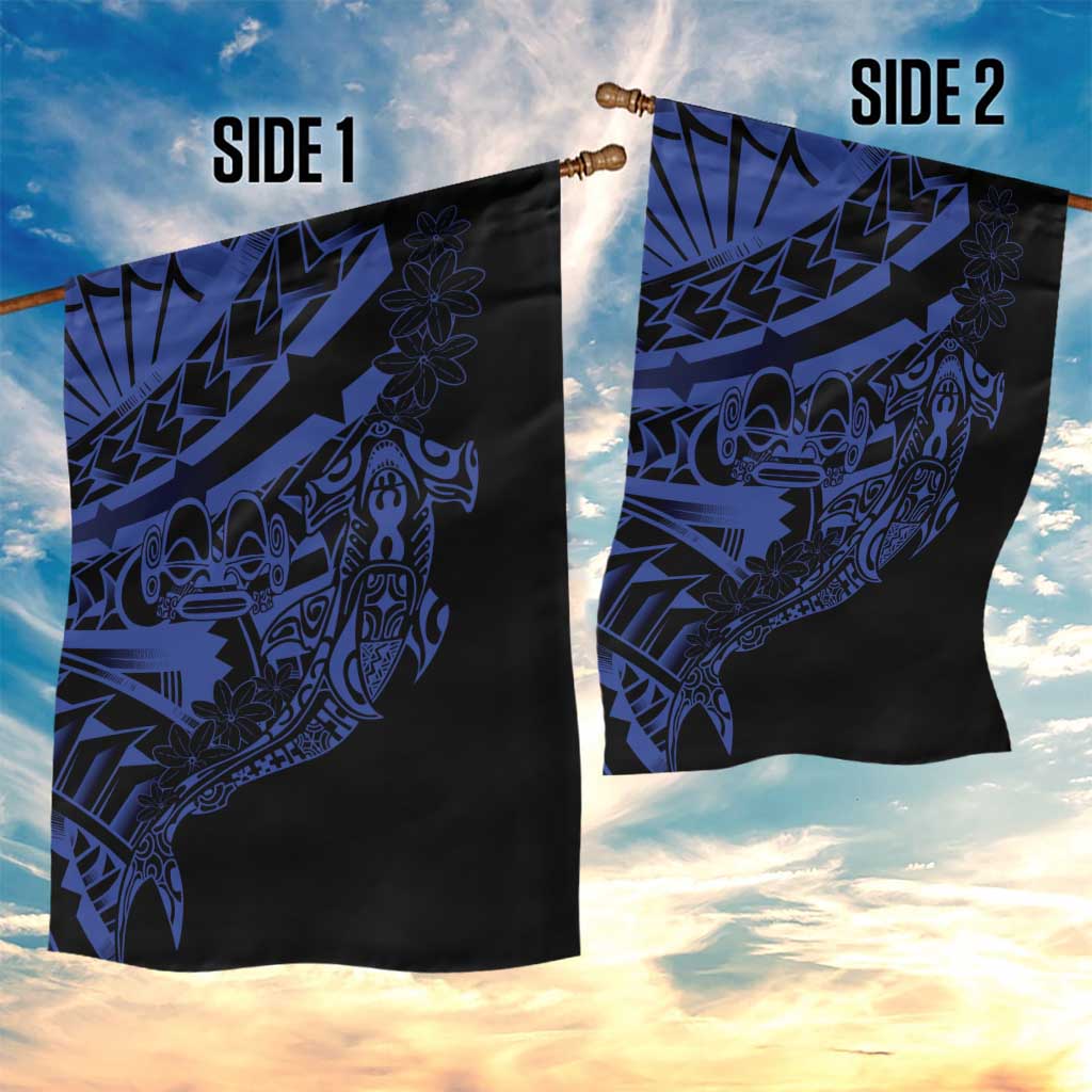 Blue Marquesas Islands Garden Flag Marquesan Matatiki Hammerhead Shark Patutiki - Polynesian Pride