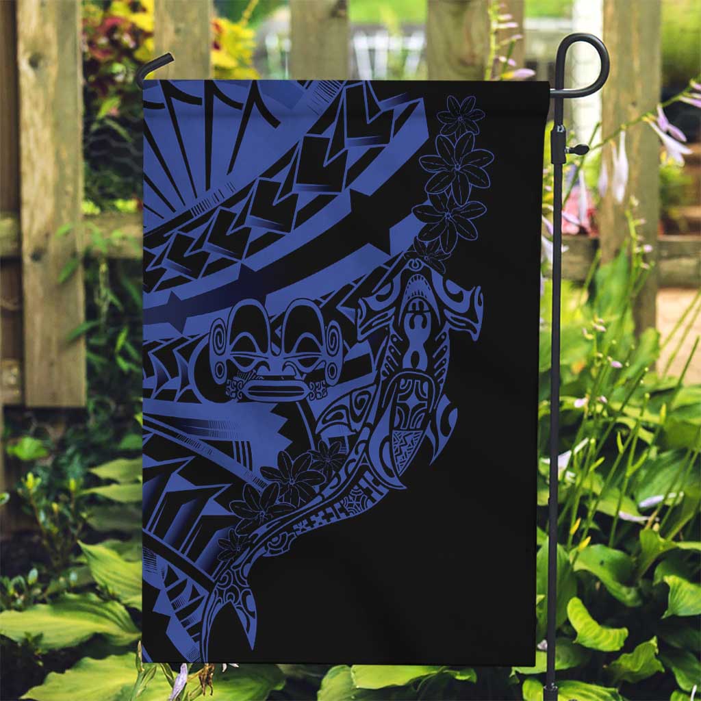 Blue Marquesas Islands Garden Flag Marquesan Matatiki Hammerhead Shark Patutiki - Polynesian Pride