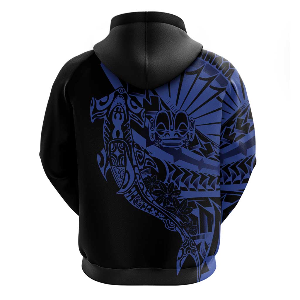 Blue Marquesas Islands Hoodie Marquesan Matatiki Hammerhead Shark Patutiki - Polynesian Pride