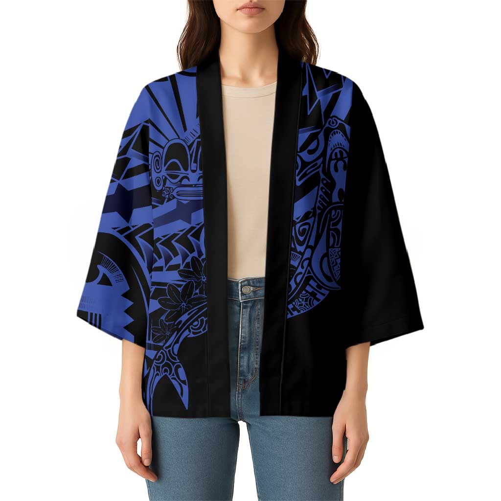 Blue Marquesas Islands Kimono Marquesan Matatiki Hammerhead Shark Patutiki - Polynesian Pride