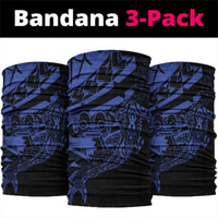 Blue Marquesas Islands Neck Gaiter Marquesan Matatiki Hammerhead Shark Patutiki - Polynesian Pride