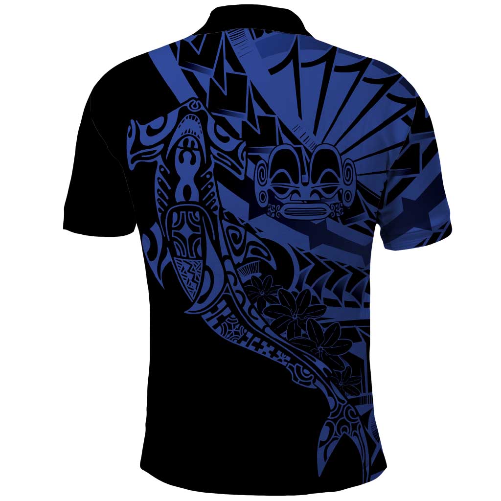 Blue Marquesas Islands Polo Shirt Marquesan Matatiki Hammerhead Shark Patutiki - Polynesian Pride