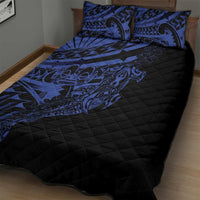 Blue Marquesas Islands Quilt Bed Set Marquesan Matatiki Hammerhead Shark Patutiki - Polynesian Pride