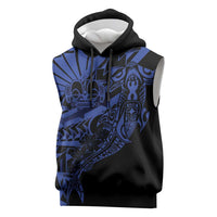 Blue Marquesas Islands Sleeveless Hoodie Marquesan Matatiki Hammerhead Shark Patutiki - Polynesian Pride