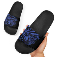 Blue Marquesas Islands Slide Sandals Marquesan Matatiki Hammerhead Shark Patutiki - Polynesian Pride