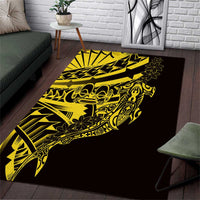 Yellow Marquesas Islands Area Rug Marquesan Matatiki Hammerhead Shark Patutiki - Polynesian Pride