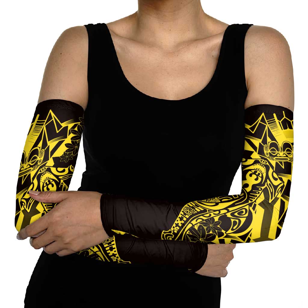Yellow Marquesas Islands Arm Sleeves Marquesan Matatiki Hammerhead Shark Patutiki - Polynesian Pride