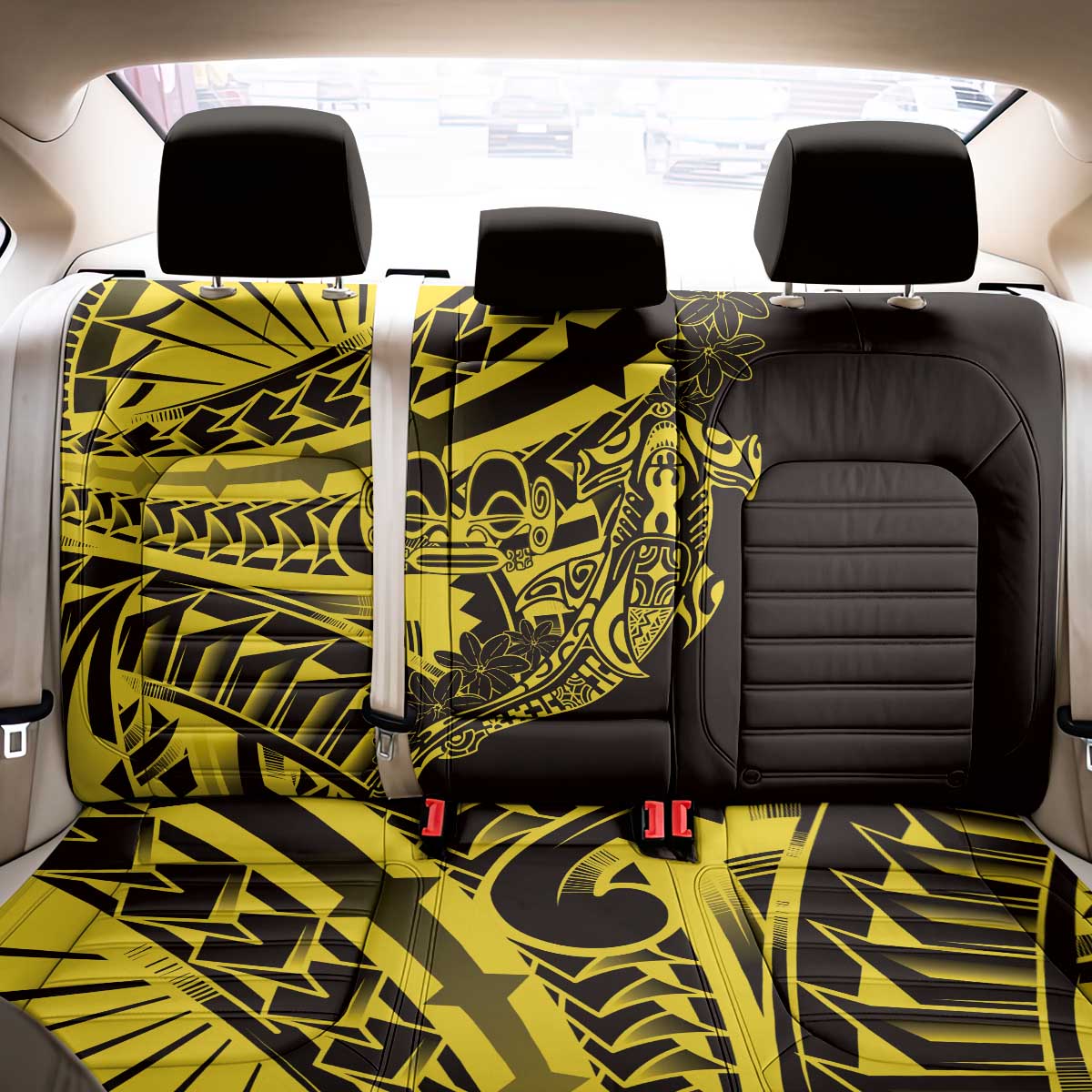 Yellow Marquesas Islands Back Car Seat Cover Marquesan Matatiki Hammerhead Shark Patutiki - Polynesian Pride