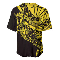 Yellow Marquesas Islands Baseball Jersey Marquesan Matatiki Hammerhead Shark Patutiki - Polynesian Pride