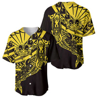 Yellow Marquesas Islands Baseball Jersey Marquesan Matatiki Hammerhead Shark Patutiki - Polynesian Pride