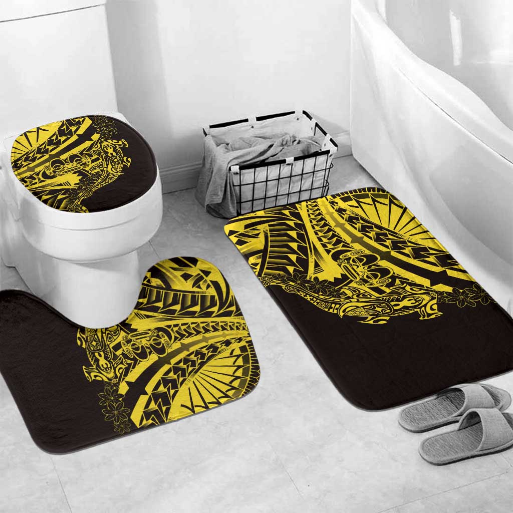 Yellow Marquesas Islands Bathroom Set Marquesan Matatiki Hammerhead Shark Patutiki - Polynesian Pride