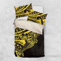 Yellow Marquesas Islands Bedding Set Marquesan Matatiki Hammerhead Shark Patutiki - Polynesian Pride