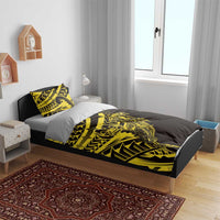 Yellow Marquesas Islands Bedding Set Marquesan Matatiki Hammerhead Shark Patutiki - Polynesian Pride