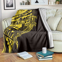 Yellow Marquesas Islands Blanket Marquesan Matatiki Hammerhead Shark Patutiki - Polynesian Pride
