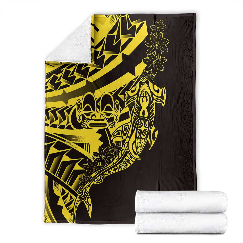 Yellow Marquesas Islands Blanket Marquesan Matatiki Hammerhead Shark Patutiki - Polynesian Pride