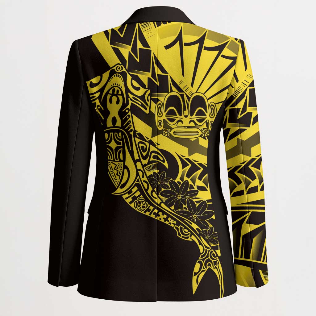 Yellow Marquesas Islands Blazer Marquesan Matatiki Hammerhead Shark Patutiki - Polynesian Pride