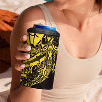 Yellow Marquesas Islands 4 in 1 Can Cooler Tumbler Marquesan Matatiki Hammerhead Shark Patutiki - Polynesian Pride
