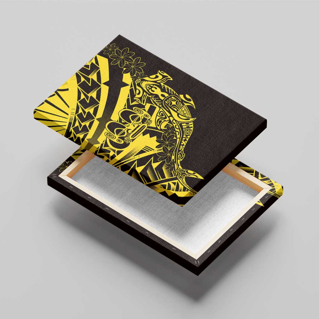 Yellow Marquesas Islands Canvas Wall Art Marquesan Matatiki Hammerhead Shark Patutiki - Polynesian Pride