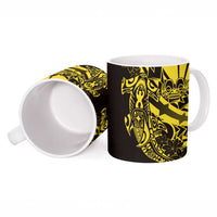 Yellow Marquesas Islands Ceramic Mug Marquesan Matatiki Hammerhead Shark Patutiki - Polynesian Pride