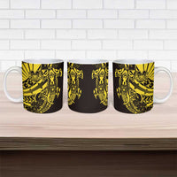 Yellow Marquesas Islands Ceramic Mug Marquesan Matatiki Hammerhead Shark Patutiki - Polynesian Pride