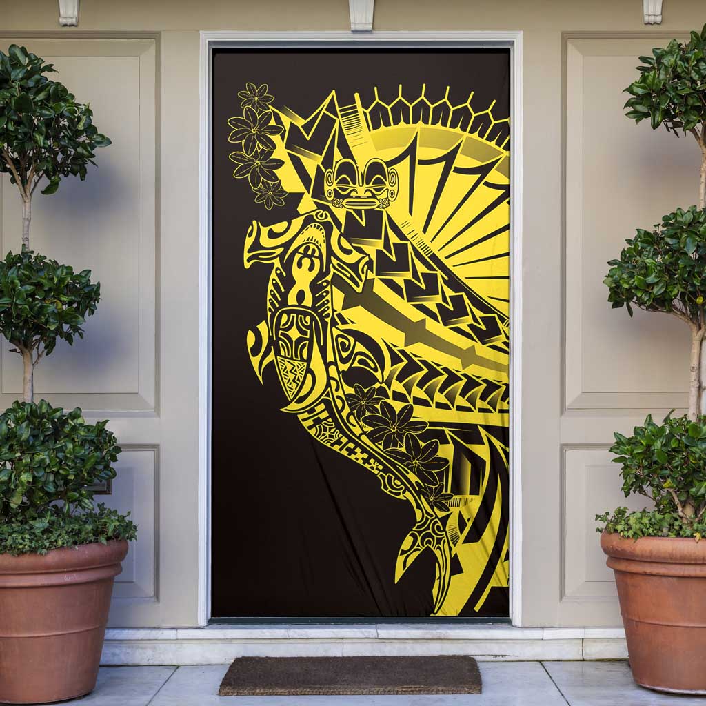 Yellow Marquesas Islands Door Cover Marquesan Matatiki Hammerhead Shark Patutiki LT14 Yellow - Polynesian Pride