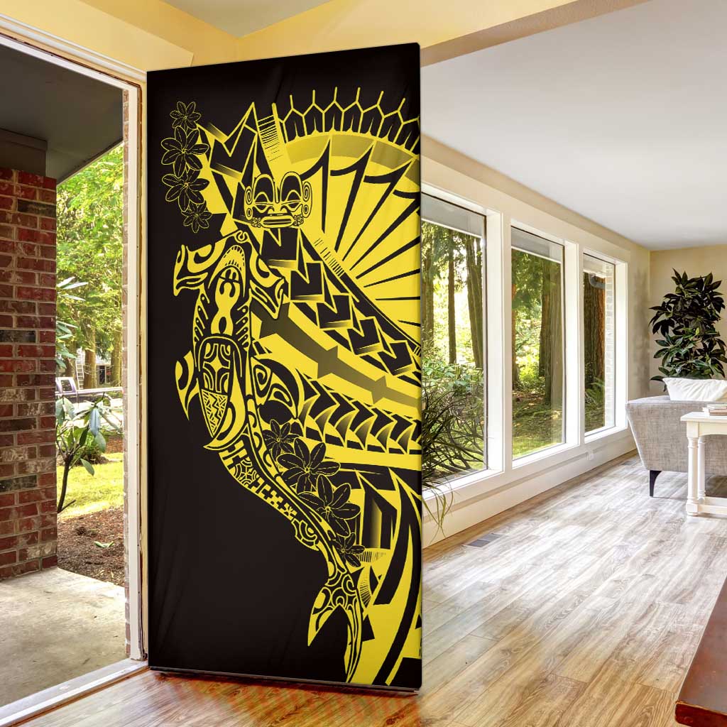 Yellow Marquesas Islands Door Cover Marquesan Matatiki Hammerhead Shark Patutiki LT14 - Polynesian Pride