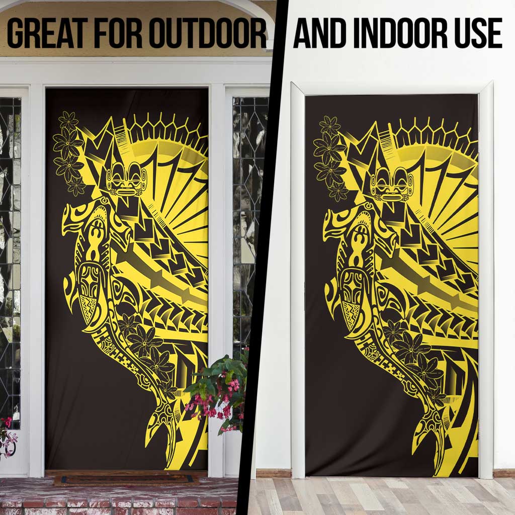 Yellow Marquesas Islands Door Cover Marquesan Matatiki Hammerhead Shark Patutiki LT14 - Polynesian Pride