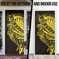 Yellow Marquesas Islands Door Cover Marquesan Matatiki Hammerhead Shark Patutiki LT14 - Polynesian Pride