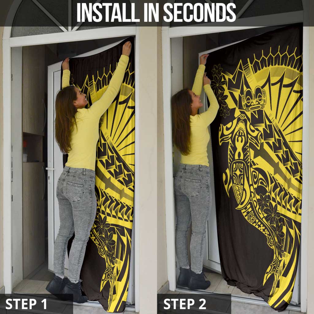 Yellow Marquesas Islands Door Cover Marquesan Matatiki Hammerhead Shark Patutiki LT14 - Polynesian Pride