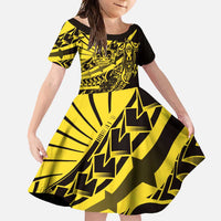 Yellow Marquesas Islands Family Matching Mermaid Dress and Hawaiian Shirt Marquesan Matatiki Hammerhead Shark Patutiki - Polynesian Pride
