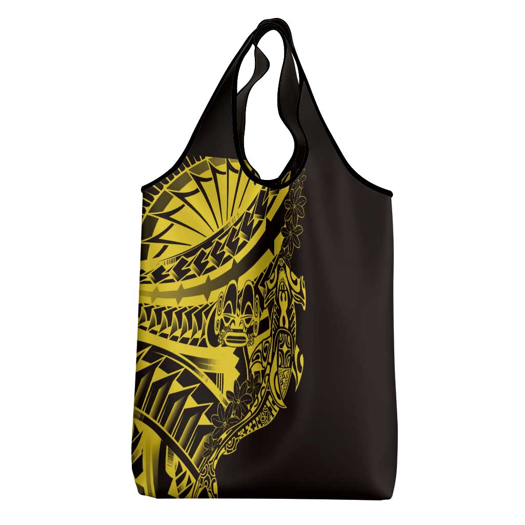 Yellow Marquesas Islands Grocery Bag Marquesan Matatiki Hammerhead Shark Patutiki - Polynesian Pride