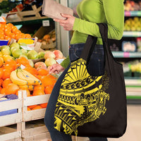 Yellow Marquesas Islands Grocery Bag Marquesan Matatiki Hammerhead Shark Patutiki - Polynesian Pride
