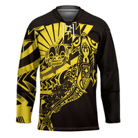 Yellow Marquesas Islands Hockey Jersey Marquesan Matatiki Hammerhead Shark Patutiki - Polynesian Pride