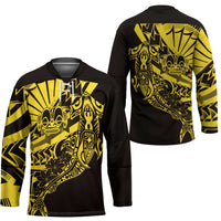 Yellow Marquesas Islands Hockey Jersey Marquesan Matatiki Hammerhead Shark Patutiki - Polynesian Pride
