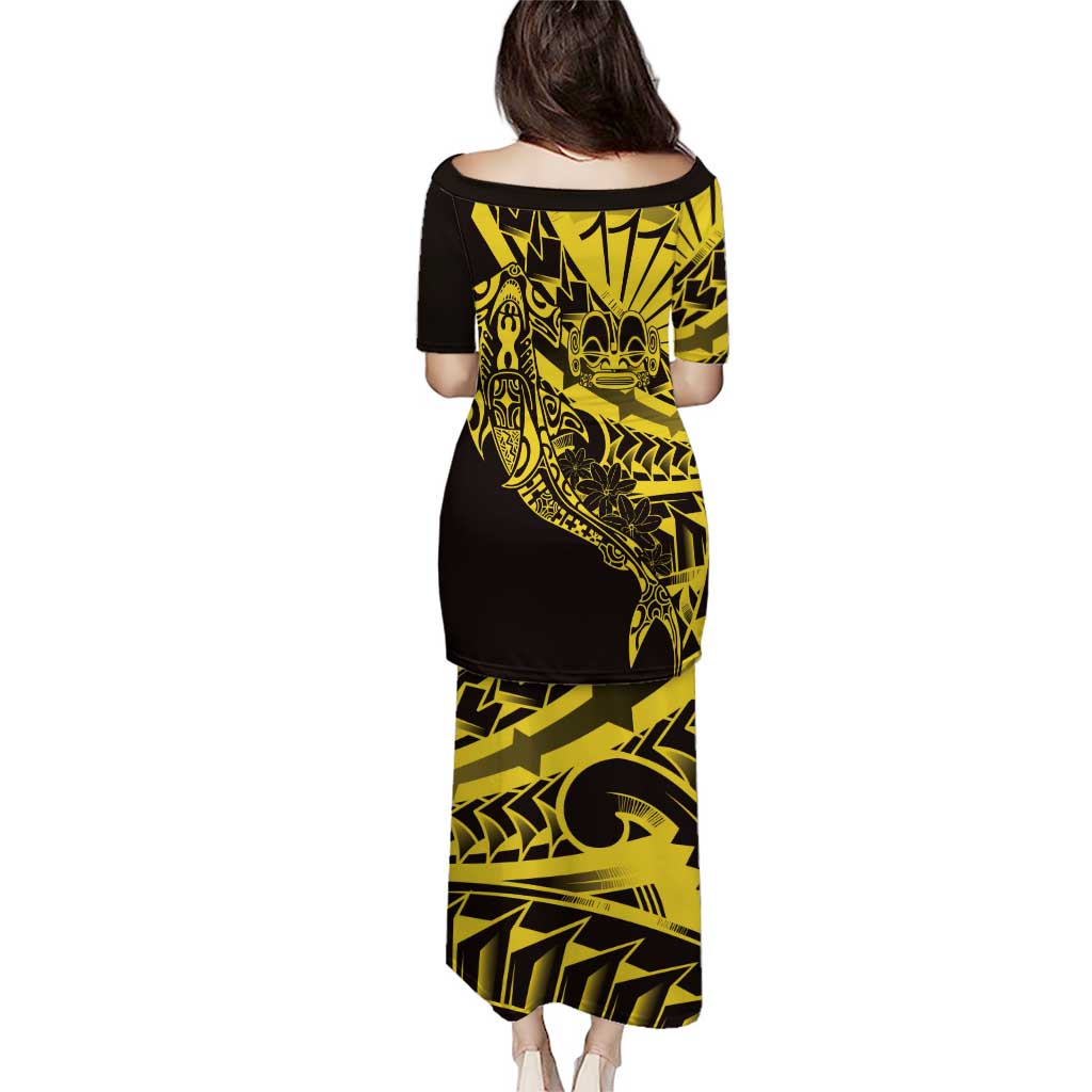 Yellow Marquesas Islands Puletasi Marquesan Matatiki Hammerhead Shark Patutiki - Polynesian Pride