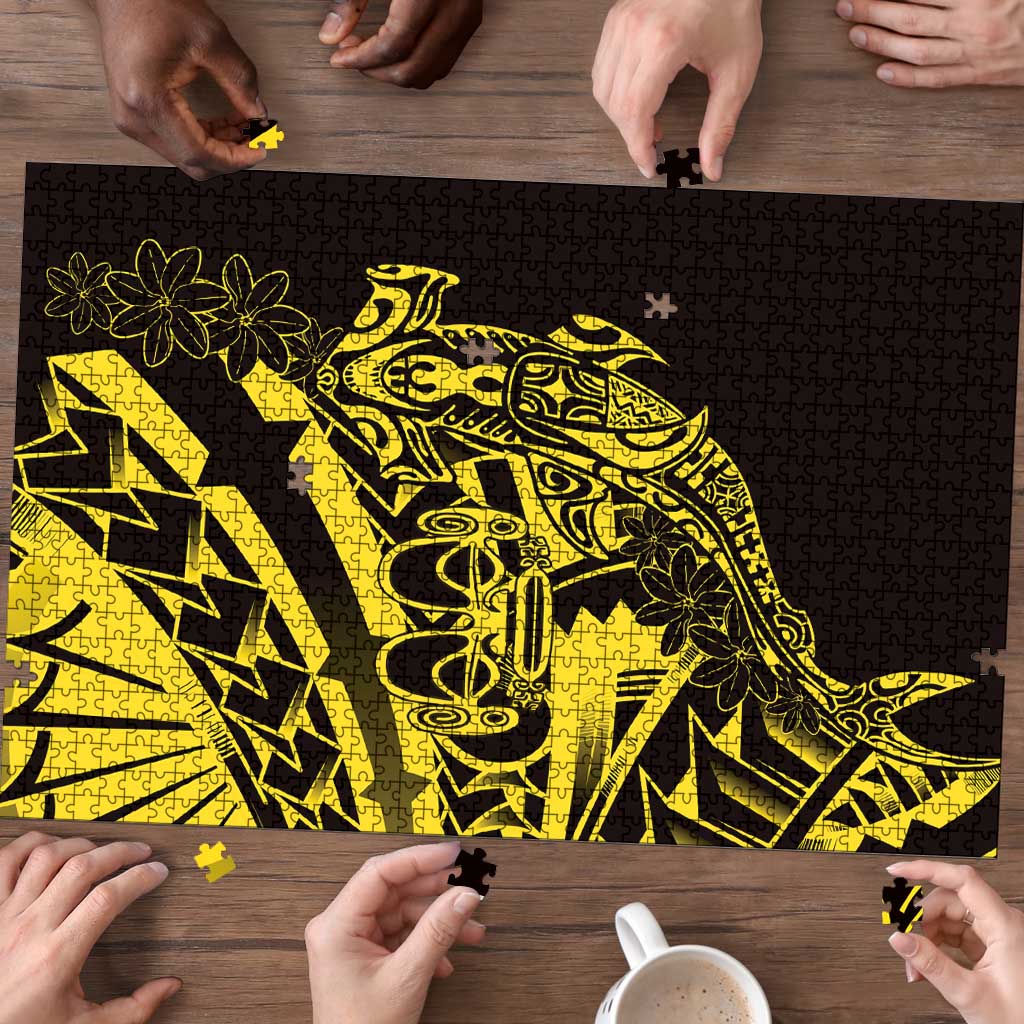 Yellow Marquesas Islands Puzzle Marquesan Matatiki Hammerhead Shark Patutiki - Polynesian Pride