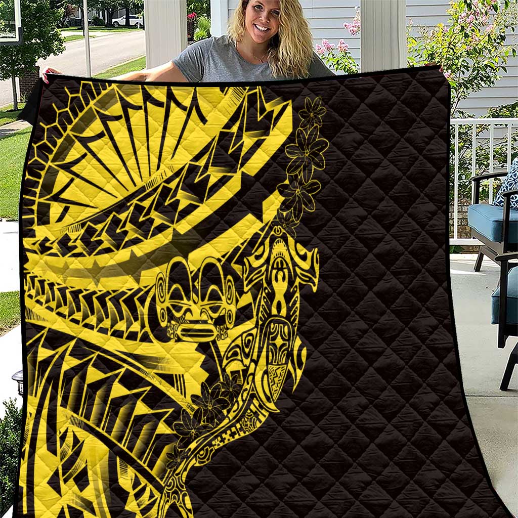 Yellow Marquesas Islands Quilt Marquesan Matatiki Hammerhead Shark Patutiki - Polynesian Pride