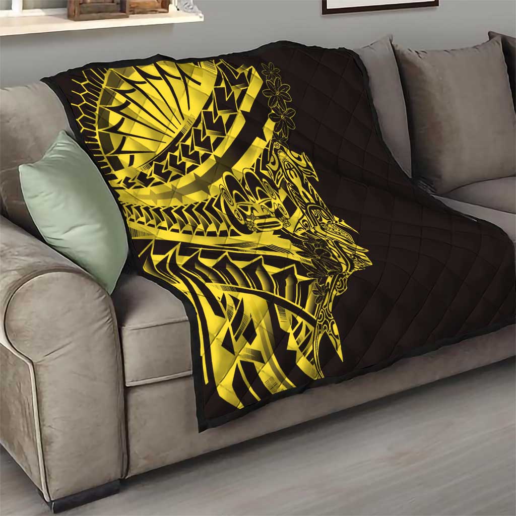 Yellow Marquesas Islands Quilt Marquesan Matatiki Hammerhead Shark Patutiki - Polynesian Pride